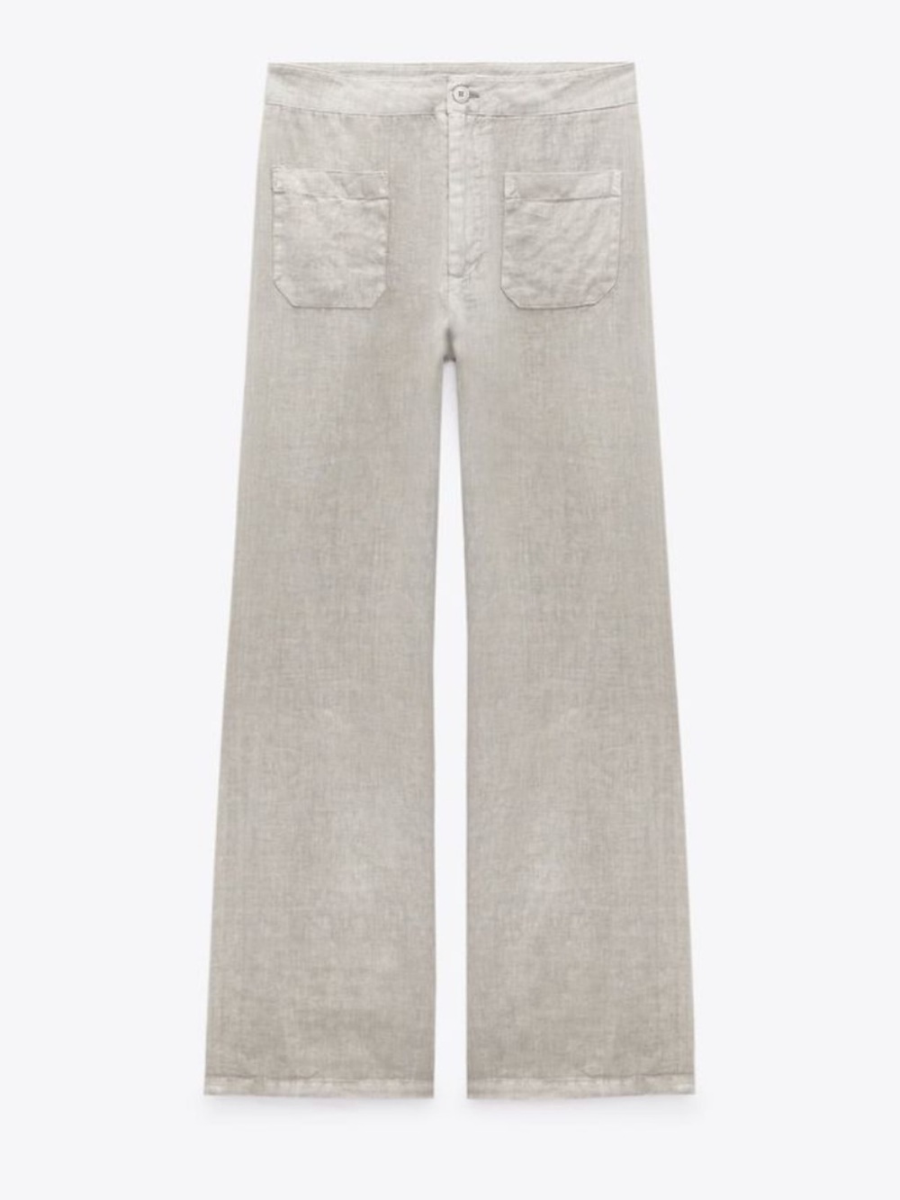 Zara Patch Pocket Marine High Waist Wide Leg Cream Jeans Size 6